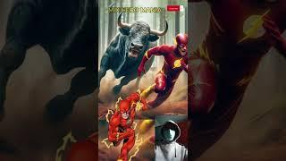 Superheroes chased by Angry Bull - all Marvel & DC characters #AI #superhero