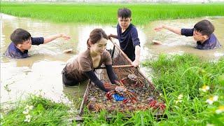 Harvesting Field Crabs Goes to the market sell - Disabled younger brother learning to swim