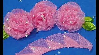 DIY-MINI ROSA DE ORGANZA RÁPIDA E MARAVILHOSA