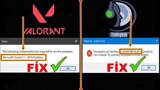 Valorant Microsoft Visual C++ 2015 Runtime Error and Vcruntime140.dll Error Solution