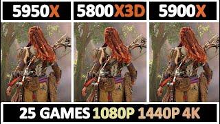 New Ryzen 7 5800X3D vs Ryzen 9 5950X vs 5900X  Tested 25 Games 