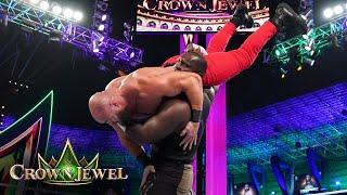 Omos slams Braun Strowman with ease WWE Crown Jewel WWE Network Exclusive