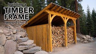 Building a Timber Frame Woodshed - Milling Raw Logs to Lumber Hand Cutting Mortise & Tenons