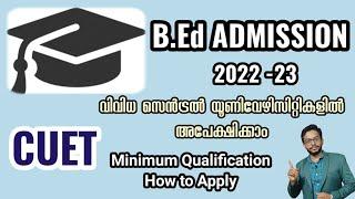B.Ed Admission 2022  Central Universities  Apply Now  CUET 2022