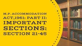 M.P. Accommodation Act 1961 I Important Sections PART II Sections 21 - 45