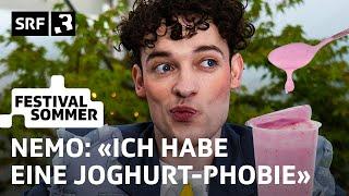 Gurten Nemo über die ESC-Trophäe Schlaf und Joghurt Fan-Fragen  Festivalsommer 2024  SRF 3