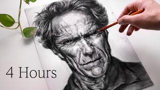 ASMR Drawing Clint Eastwood with Charcoal tingling sounds no talking