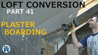 Loft conversion part - 41 - Plaster boarding Dry walling a loft conversion. DIY loft conversion.