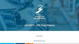 Demo of AFLEET Charging and Fueling Infrastructure Emissions Tool