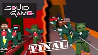 Monster School  SQUID GAME TUG OF WAR GLASS BRIDGE AND FINAL BATTLE - Minecraft Animation
