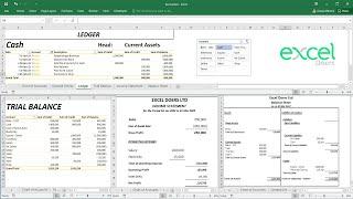 How to automate Accounting Ledger Trial Balance Income Statement Balance Sheet in Excel  English