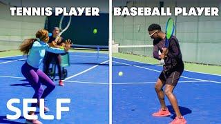 Baseball Players Try To Keep Up With Tennis Players  SELF