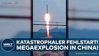 CHINA Rocket gets out of control Engine test backfires completely Mega explosion