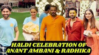 Salman Khan Rahul Vaidya Disha Parmar Orry & Many at HALDI CELEBRATION OF ANANT AMBANI & RADHIKA