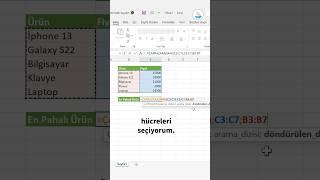 Excelde En Yüksek Fiyatlı Ürün Nasıl Bulunur? #excel #shorts