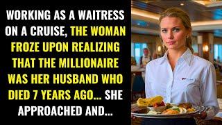 AS A WAITRESS SHE WAS PARALYZED WHEN SHE SAW THAT THE MILLIONAIRE WAS HER HUSBAND WHO DIED 7 YEARS