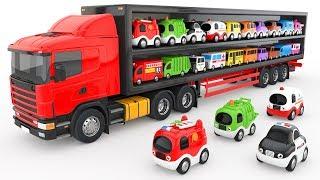 Colors for Children to Learn with Truck Transporter Toy Street Vehicles - Educational Videos