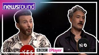 Lightyear cast Chris Evans and Taika Waititi interviewed by kids from Newsround