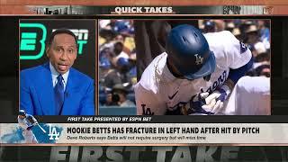 Stephen A. Mookie Betts hand injury is NOT AN EXCUSE for LA Dodgers  First Take
