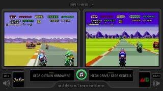 Super Hang-On Arcade vs Sega Genesis Side by Side Comparison Arcade vs Mega Drive