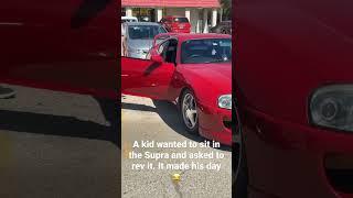 A kid got to sit in and rev his dream car a Toyota Supra. It made his day #supra #2jz  #dreamcar