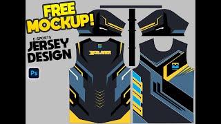 Free Mockup Sublimation E-sports Jersey Design  PSD file