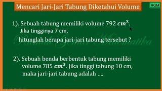 Mencari Jari-Jari Tabung Diketahui Volume #tabung  #jarijari