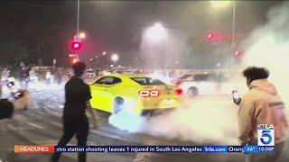 Wild street takeover in L.A. draws hundreds of spectators