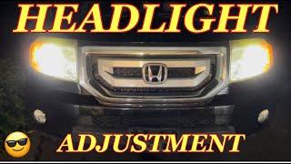 HONDA PILOT HEADLIGHT ADJUSTMENT - How to Adjust the Headlight Beam Up or Down