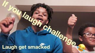 TRY NOT TO LAUGH CHALLENGE WITH LITTLE BROTHER  GETS PAINFUL