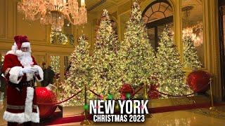 NYC Christmas  5th Avenue Bergdorf Goodman Christmas Windows 2023 Plaza Hotel Rockefeller Center