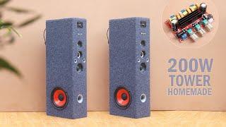 How to make 200W Professional Tower Speaker Box at home in Hindi 