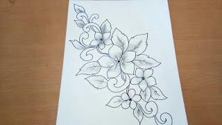 Sketsa bunga Untuk Batik sangat mudah di ikuti
