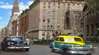 Wonderful  New York early 1950s in Color 60fps Remastered wsound design added