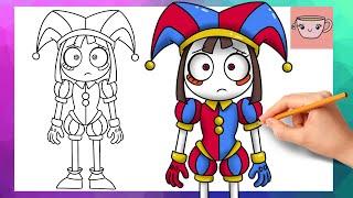 How To Draw Pomni from The Amazing Digital Circus  Cute Easy Drawing Tutorial