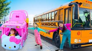 Jannie and Ellie Learn School Bus Rules with Friends and Other Funny Videos for Kids