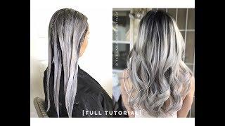 FULL TUTORIAL how to babylights balayage on blackdark hair + bleach wash + color melt tone