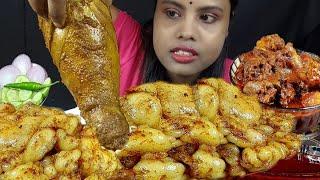 Food Eating  Show Mutton Chusta With Spicy Oily Mutton Fat Curry Asmr Eating Chicken Curry Mukbang