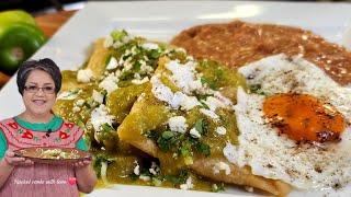 Best and Easiest Chilaquiles Verdes Rellenos  Cheese Stuffed Chilaquiles ️