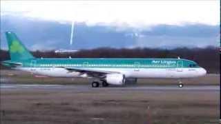 HD Aer Lingus Airbus A321 taxi & takeoff at GenevaGVALSGG