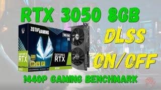 RTX 3050 8GB DLSS on vs off 1440P gaming benchmark