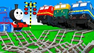 【踏切アニメ】あぶない電車 3 TRAIN vs Thomas Train  Fumikiri 3D Railroad Crossing Animation #1