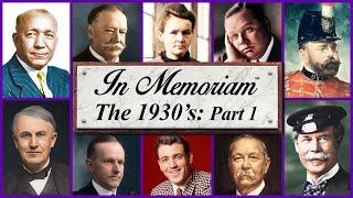 In Memoriam 1930s Part 1 - Famous Faces We Lost in the 1930s