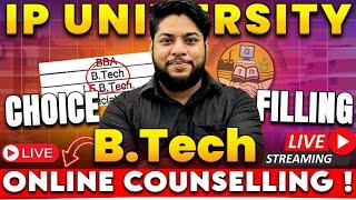 IP University B.Tech Choice filling Live Online counselling 2024 PREFERENCE SHEET