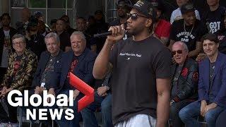 Kawhi Leonard mocks his own laugh brings down the house at Raptors victory rally