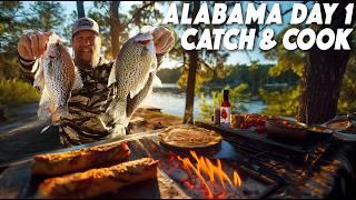 Alabama Catch & Cook Savory Crappie Crepes - Adventure Day 1  The Coosa River