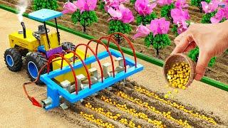 Diy tractor making mini Digger Plowing Machine  diy Bulldozer Planting mini Flower Garden  HP Mini