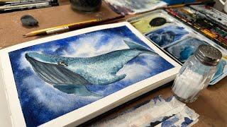 Watercolor Journal Day 101A Blue Humpback Whale