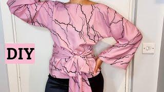 DIY Blouse tutorial. No pattern easy beginner sewing ️