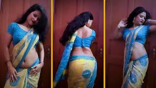 Traditional Saree Drape In Unique Style  Beautiful Belly In Saree  Trending Saree #saree